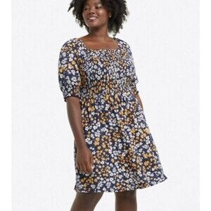 Draper James Dress Women's 3X Smocked Off Shoulder Floral Boho Stretch Preppy